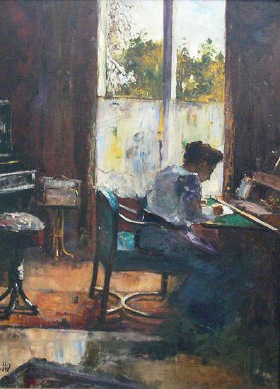 Lesser Ury Frau am Schreibtisch